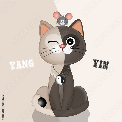 funny illustration of zen cat