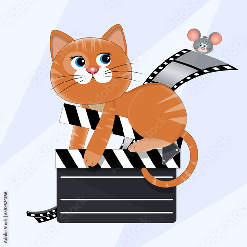 funny illustration of cat director