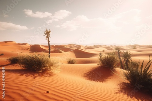 Illustration of Arabic desert in daylight. Generative AI