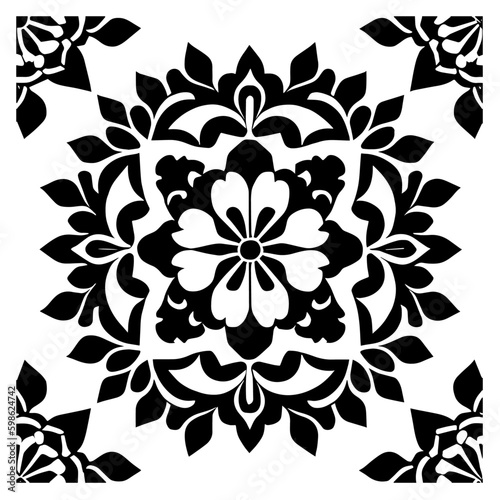 Flower clipart vector design black and white