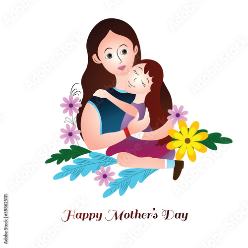 Happy mothers day for woman and child love card background