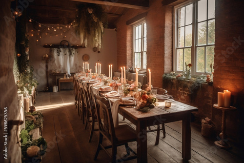A rustic micro wedding in a charming barn venue  shot in a documentary style with natural lighting and earthy tones