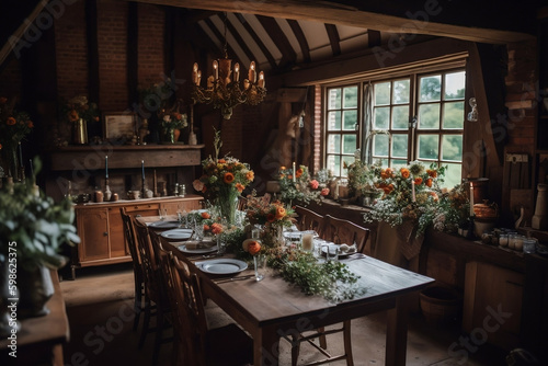 A rustic micro wedding in a charming barn venue  shot in a documentary style with natural lighting and earthy tones