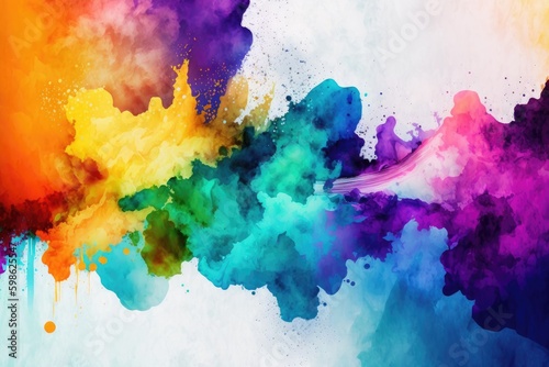 Colorful watercolor splash on white background. Colorful abstract background
