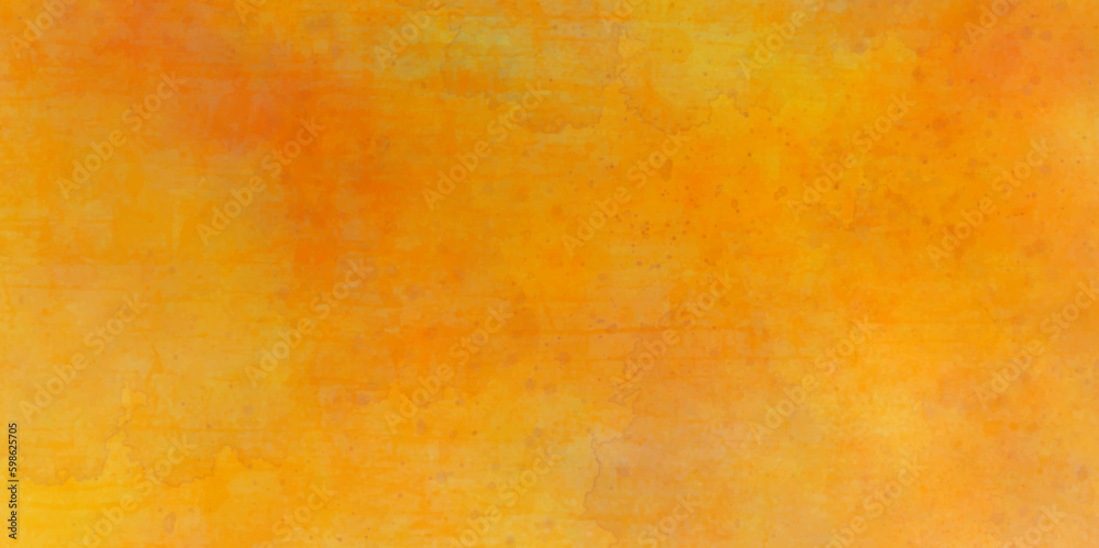 Old orange wall texture pattern vintage grunge yellow paint watercolor backdrop background.