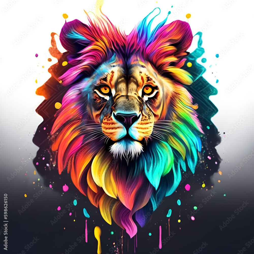 lion head colors illustration