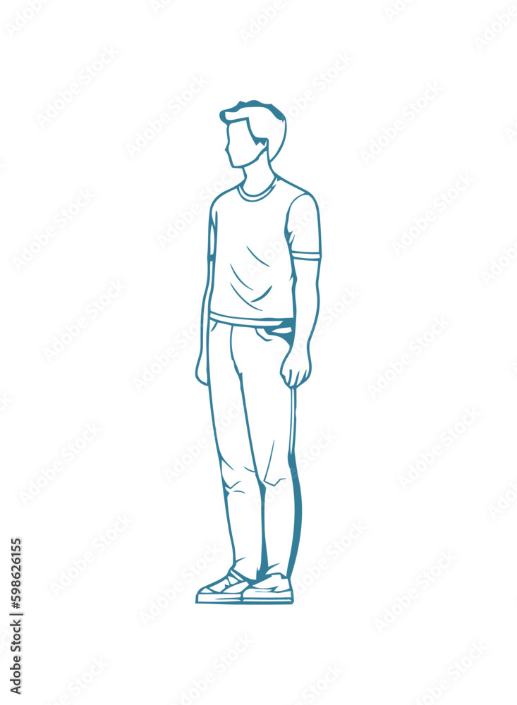 standing young man sketch style Generative AI standing young man sketch style Generative AI