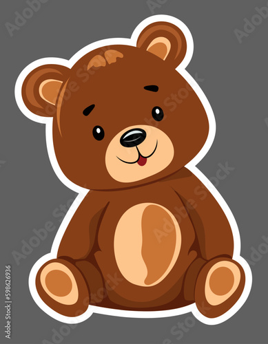 Cute cartoon bear toy sricker isolated vector illustration graphic