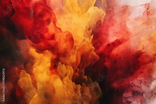Abstract watercolor background with red and yellow hues. Generative AI