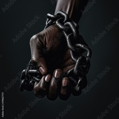 A black hand with a chain around it