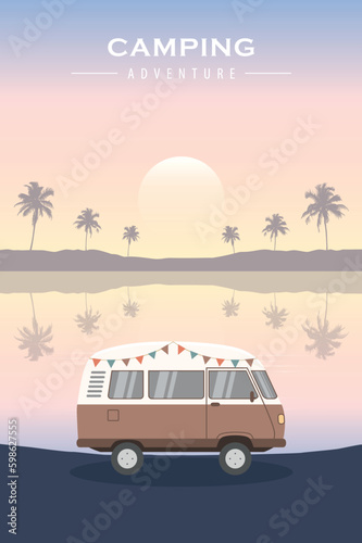 tropical camping adventure summer holiday with camper van