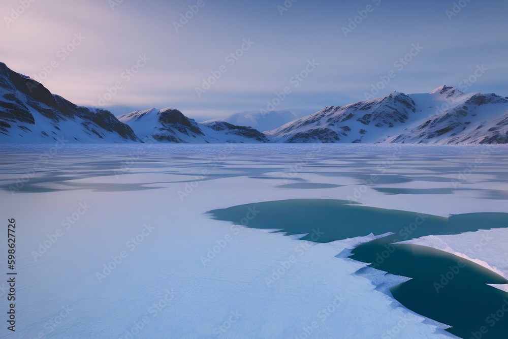 Frozen lake on the mountain - generative ai