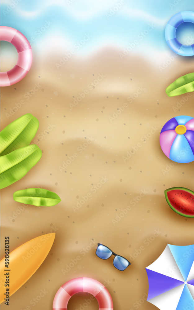 Summer banner template with realistic style Summer banner template with realistic style