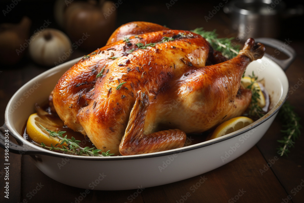 A serving of roast chicken generative AI A serving of roast chicken generative AI
