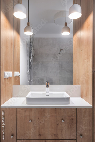 Fotografija luxury washroom with washbowl and water tap in hotel