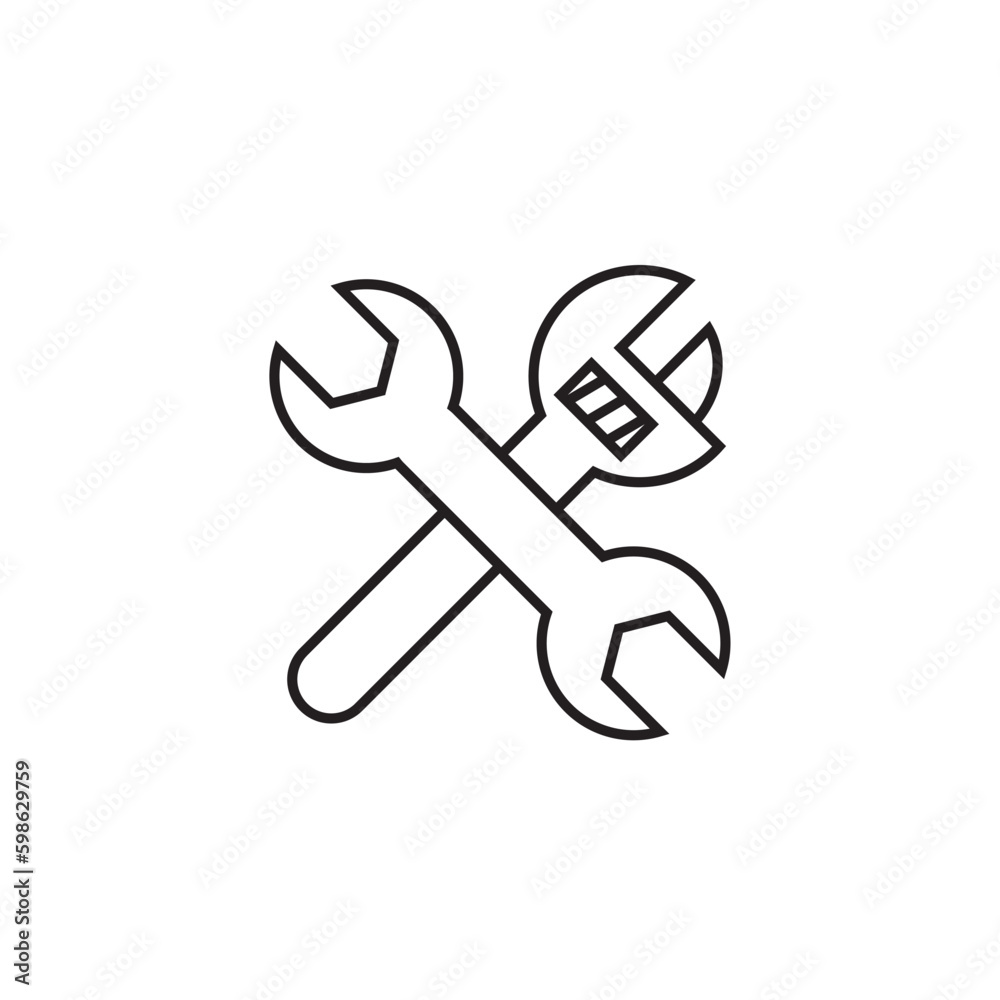 Wrench line icon, logo vector