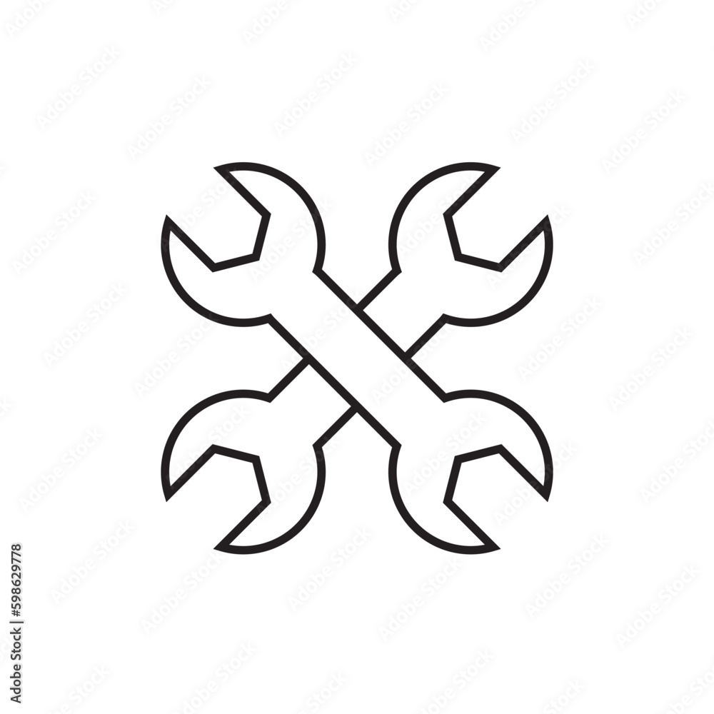 Wrench line icon, logo vector