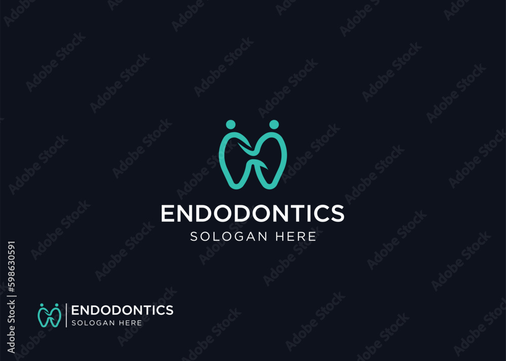 Fototapeta premium Endodontics and Dental care, teeth care Logo Design vector Template