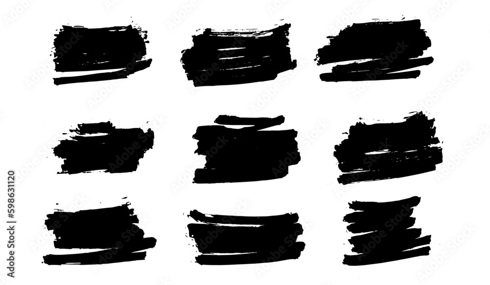 Ink brushstroke and paintbrush grunge template with black ink from brush stroke. Design grunge spatter dirty. Vector Ink brushstroke and paintbrush grunge template with black ink from brush stroke. Design grunge spatter dirty. Vector