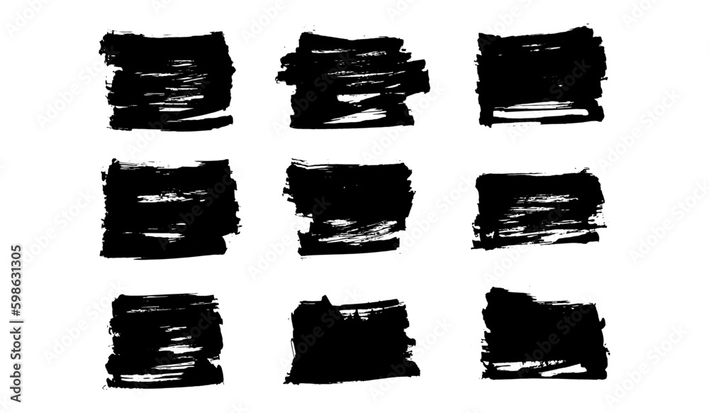 Ink brushstroke and paintbrush grunge template with black ink from brush stroke. Design grunge spatter dirty. Vector Ink brushstroke and paintbrush grunge template with black ink from brush stroke. Design grunge spatter dirty. Vector