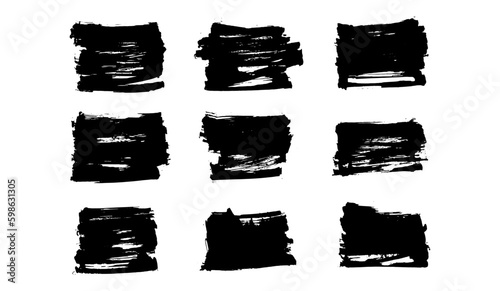 Ink brushstroke and paintbrush grunge template with black ink from brush stroke. Design grunge spatter dirty. Vector