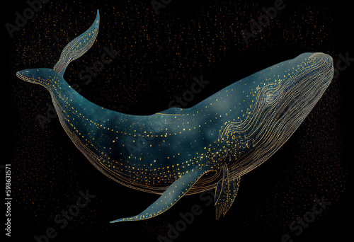 Star whale in outer space. AI Generated