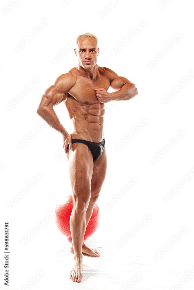 Bodybuilder against White Background Bodybuilder against White Background