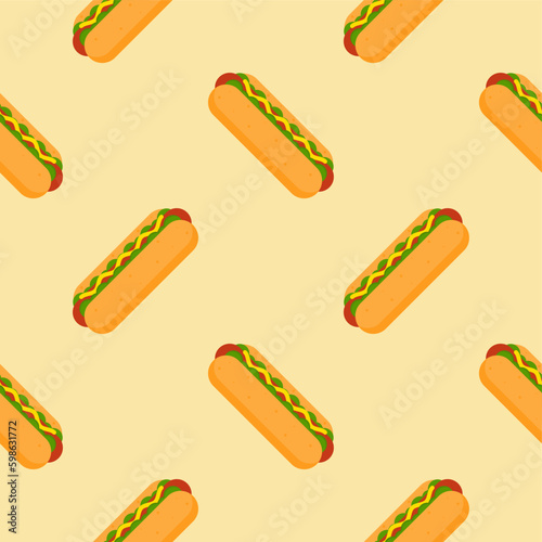hotdog seamless pattern vector illustration