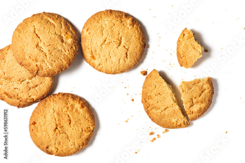Orange cookies isolated on white background.