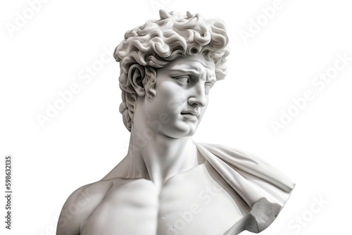 Set of marble statue isolated on transparent background - Fictional Person, Generative AI photo