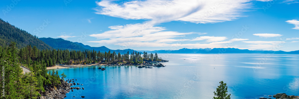 Panoramic view of Lake Tahoe in California, United States Panoramic view of Lake Tahoe in California, United States