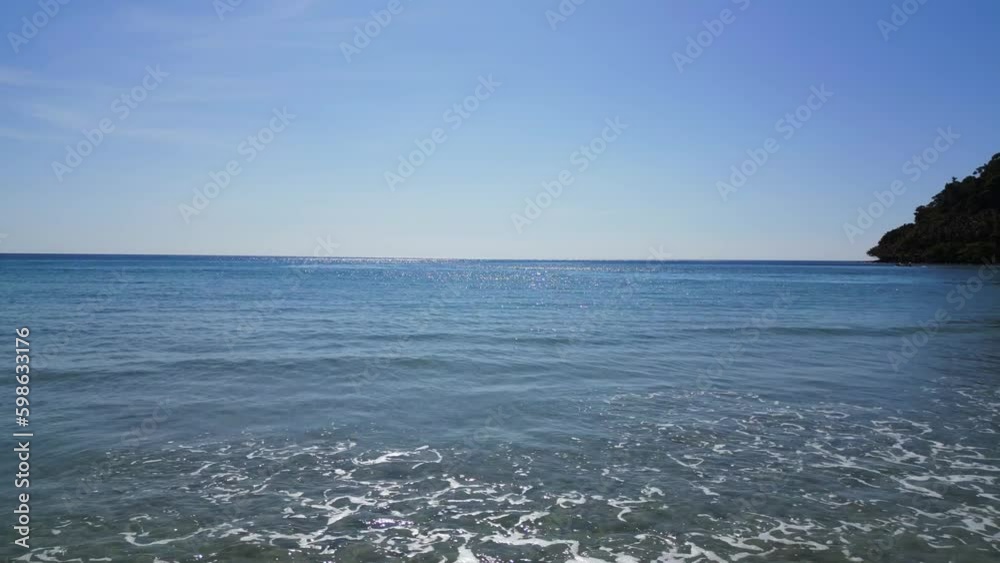 Thailand, from beach over shoreline waves. Best aerial top view flight drone Generative AI