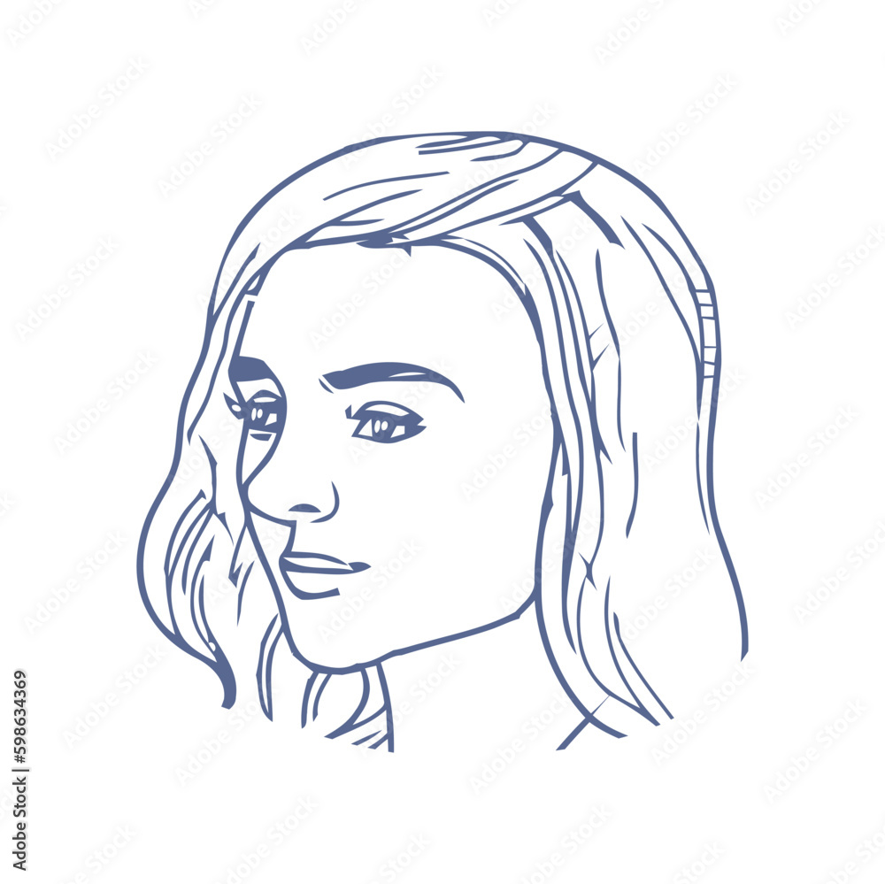 Cheerful drawn young adult woman Generative AI