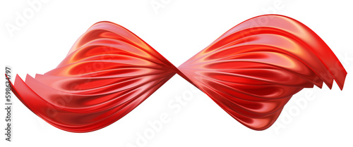 3d illustration of twisted shiny red fabric.
