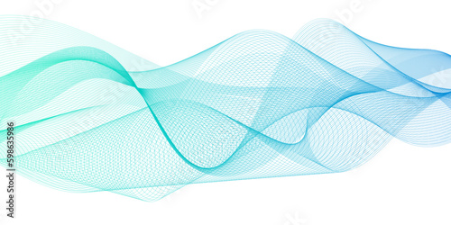 Abstract wave element for design. Digital frequency track equalizer. Stylized line art background. Colorful shiny wave with lines created using blend tool. Curved wavy line, smooth stripe Vector