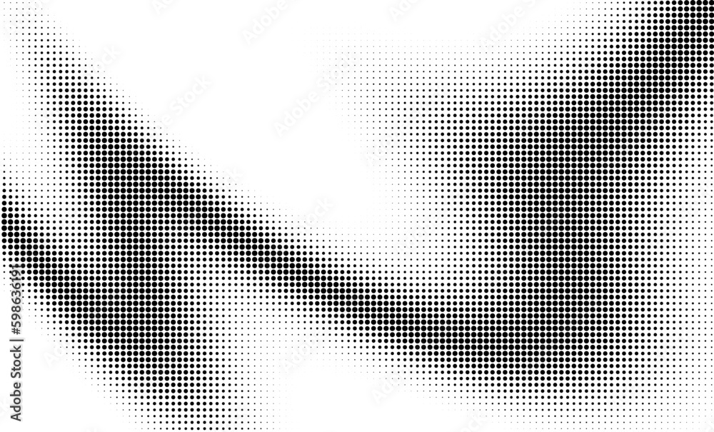 Fototapeta premium Monochrome gradient halftone dots background. Vector illustration. Big wave