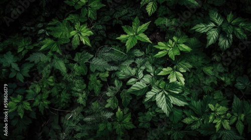 juicy green leaves of plants. Generative AI