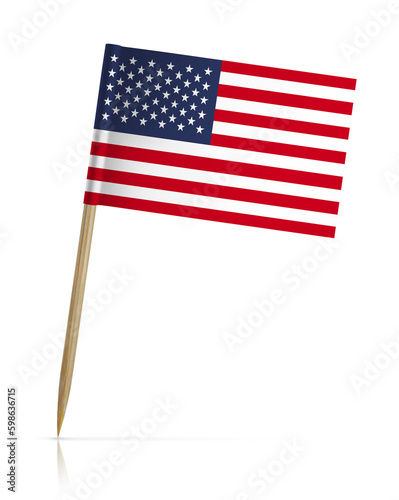 United States, USA, Paper, Flag, on a toothpick, On White Background