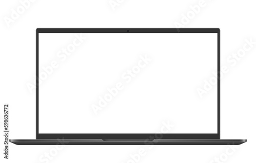 Laptop monitor vector mockup. Pc computer template with blank screen. Desktop isolated on white or transparent background.