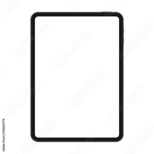 Tablet vector mockup with blank screen. Tablet display template isolated on white or transparent background.