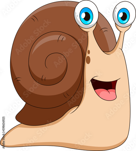 Cartoon illustration of a cute snail smiling