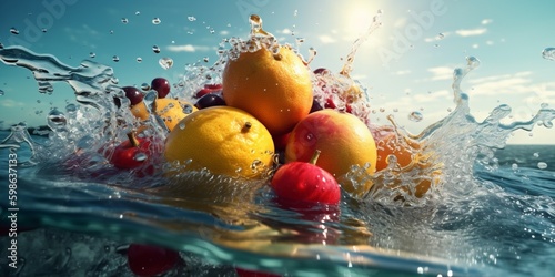 water fresh background nature drop healthy green strawberry vitamin food fruit. Generative AI. Generative AI