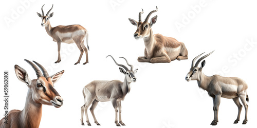 Gazelle set on the png background created with ai technology