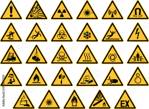 Yellow Hazard collection, Warning sign, Construction warning. EPS10