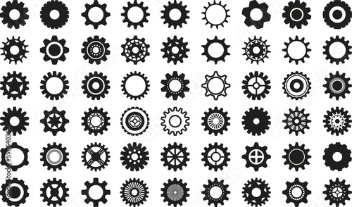 Gear wheels collection isolated on white background, Gear wheels, mechanics gear. EPS10