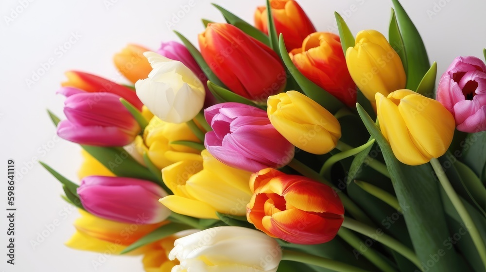 Present of colorful tulip flowers. Generative AI Present of colorful tulip flowers. Generative AI