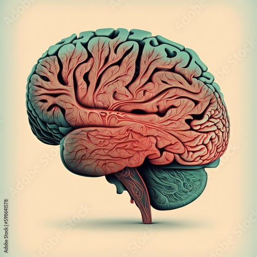 Human brain illustration created with Generative AI technology.