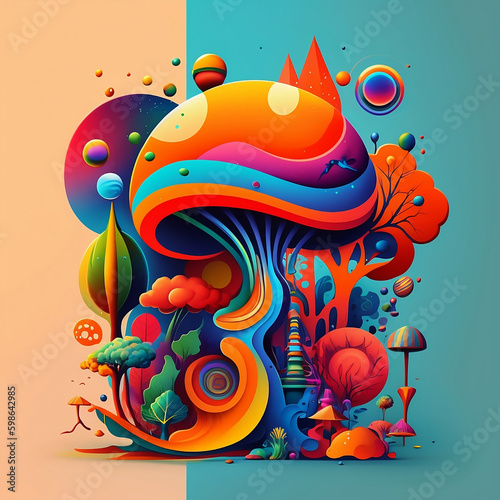 Abstract design of a colorful forest - Generative AI