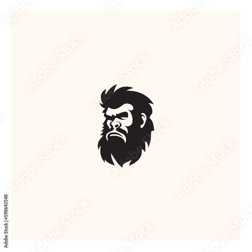 primitive caveman logo, an extinct species of archaic humans viewed from side