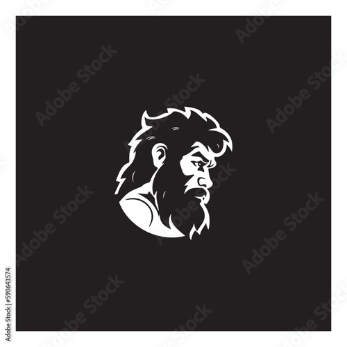 primitive caveman logo, an extinct species of archaic humans viewed from side